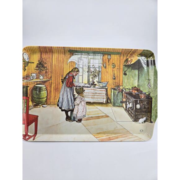 Vtg 90s Ashdene "The Kitchen" Carl Larson Farmhouse Melamine Serving Tray 15"x9" - Picture 8 of 13